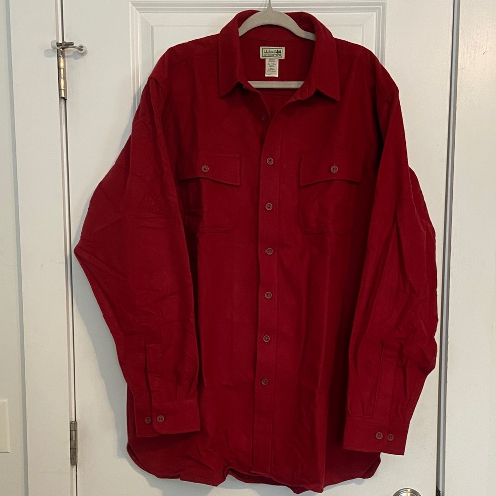 L.L. Bean Red Men's Heavy Cotton Shirt